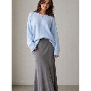 Vince Camuto Womens L Light Blue Sweater Crewneck Oversized Soft Knit NWT